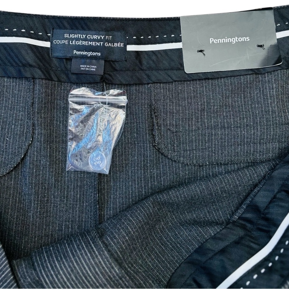 Penningtons, Pinstripe Dress Pants – Slightly Curvy Fit, Plus Size 28W, Gray - Picture 2 of 10